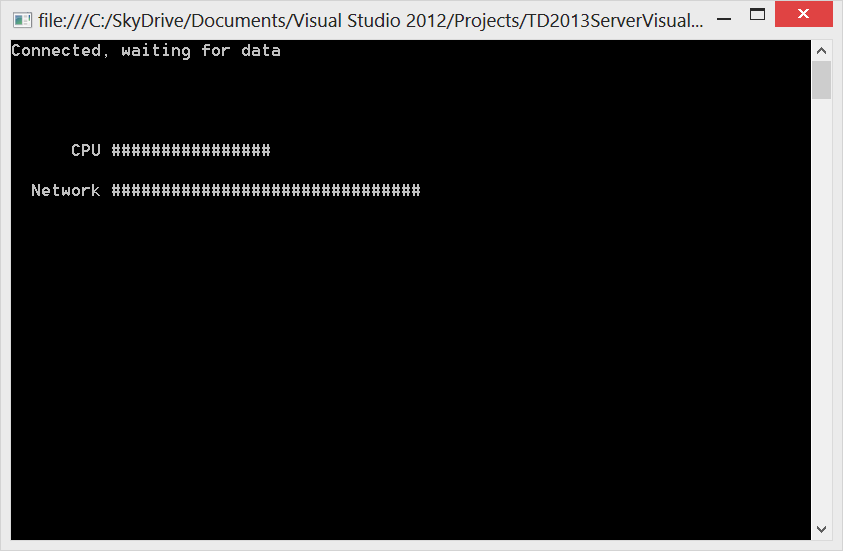 Command line UI showing the same realtime data.