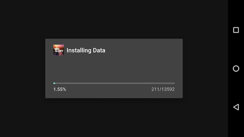 Vain Glory installing data.